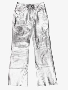 NWT NEW Maje Silver Wide Leg High Rise Jeans FR 38 US 6 MSRP $645